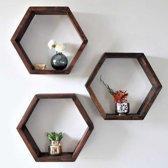 The Hexagon Shelf | Honeycomb Shelf | Home Decor | With Hangers | Etsy (US)