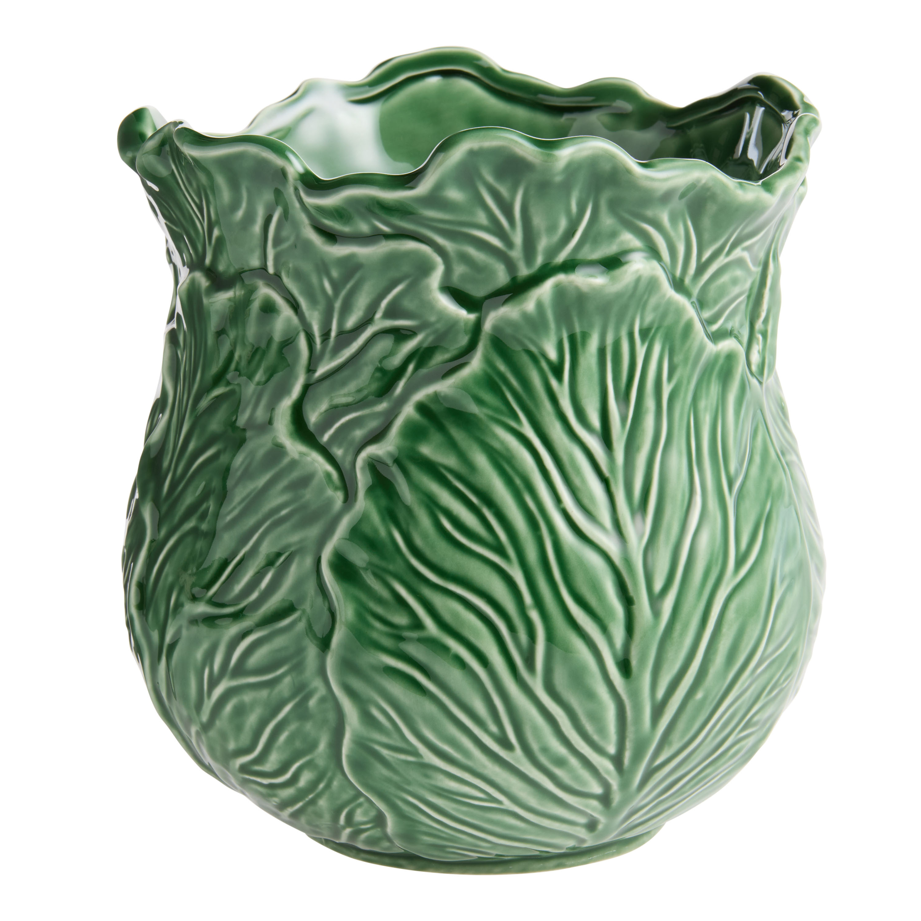 Green Ceramic Cabbage Figural Vase | World Market