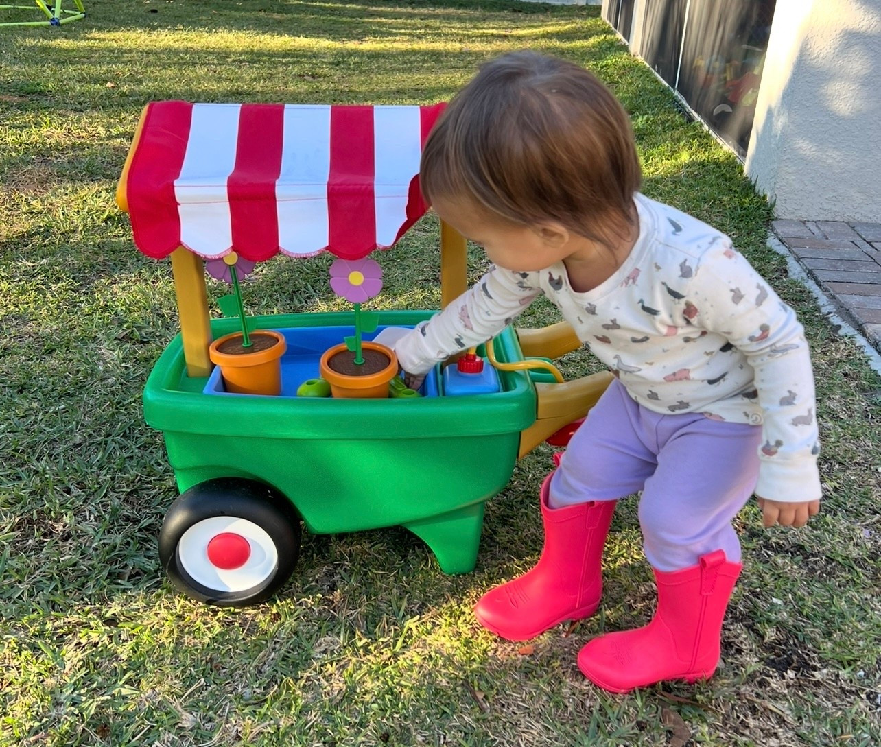 The best outdoor toy for spring and summer! Our kids have been obsessed with this gardening wheel barrow set. With a working sprayer, garden tools, and a removable tray/shade to function as an actual wheel barrow!



Kids summer
Toddler summer
Toddler spring
Kids spring
Garden toy
Toddler garden
Kids gardenn

#LTKmomlife #LTKHome #LTKKids