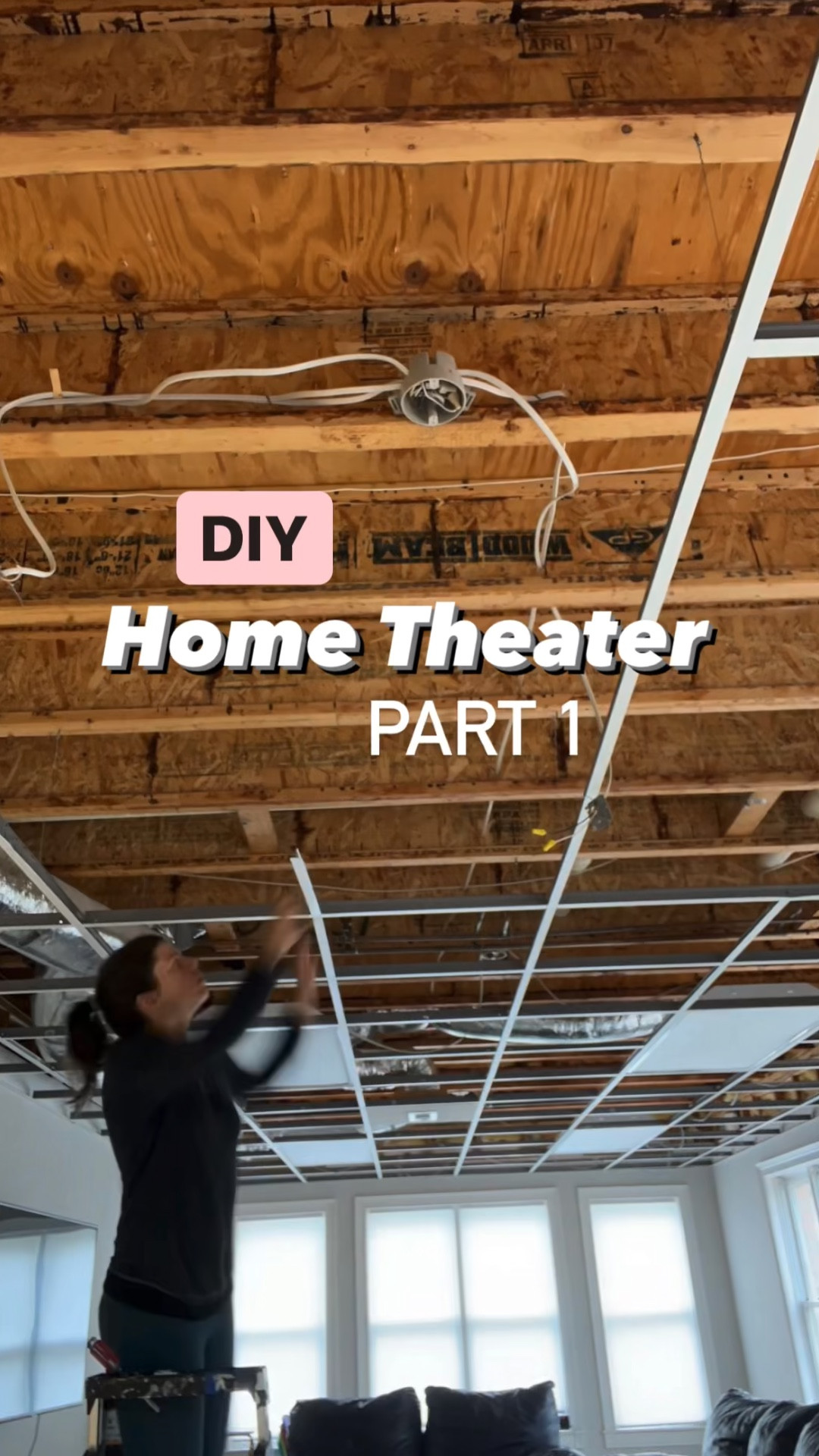 Home theater electronics, including in-wall surround sound speaker wiring. Speaker system is 7.1 (7 speakers, 1 subwoofer). This includes three in-wall front speakers (behind a sound transparent screen), two in-wall side speakers, and two in-ceiling (round) rear speakers.  The flat subwoofer sits on the ground under the media cabinet. All speakers and sub plug into the receiver, which plugs into the projector. The projector is short-throw and sits in front of the screen for excellent clarity. 

#LTKsalealert #LTKhome #LTKSale