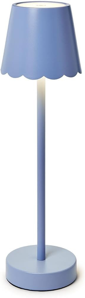 Two's Company Scalloped Edge Shade LED Cordless Table Lamp, 14-Inch, Blue | Amazon (US)