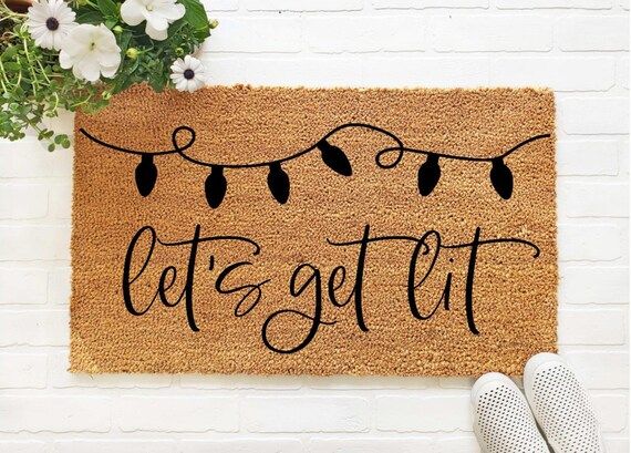 Let's Get Lit Doormat, Funny Christmas Doormat, Funny Doormat, Merry Christmas Doormat, Christmas... | Etsy (US)