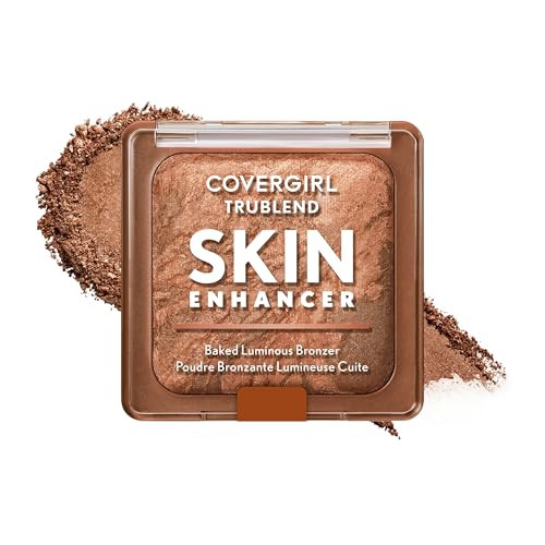 COVERGIRL TruBlend Skin Enhancer Baked Luminous Bronzer, with Hyaluronic Acid & White Rose Extract, Blends Seamlessly - 320 Caramel (Medium Bronze with Copper Swirls) | Amazon (US)