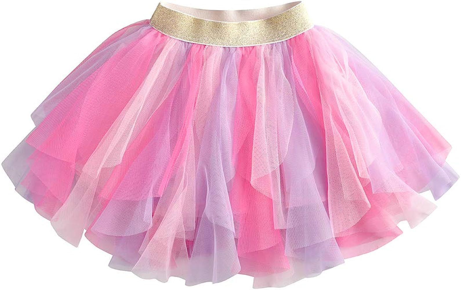 DXTON Girls Rainbow Flower Tulle Skirt Toddler Tutu Girls Clothes | Amazon (US)