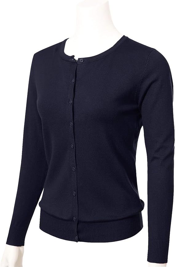 Allsense Women's Long Sleeve Button Down Lightweight Crewneck Knit Cardigan Sweater | Amazon (US)