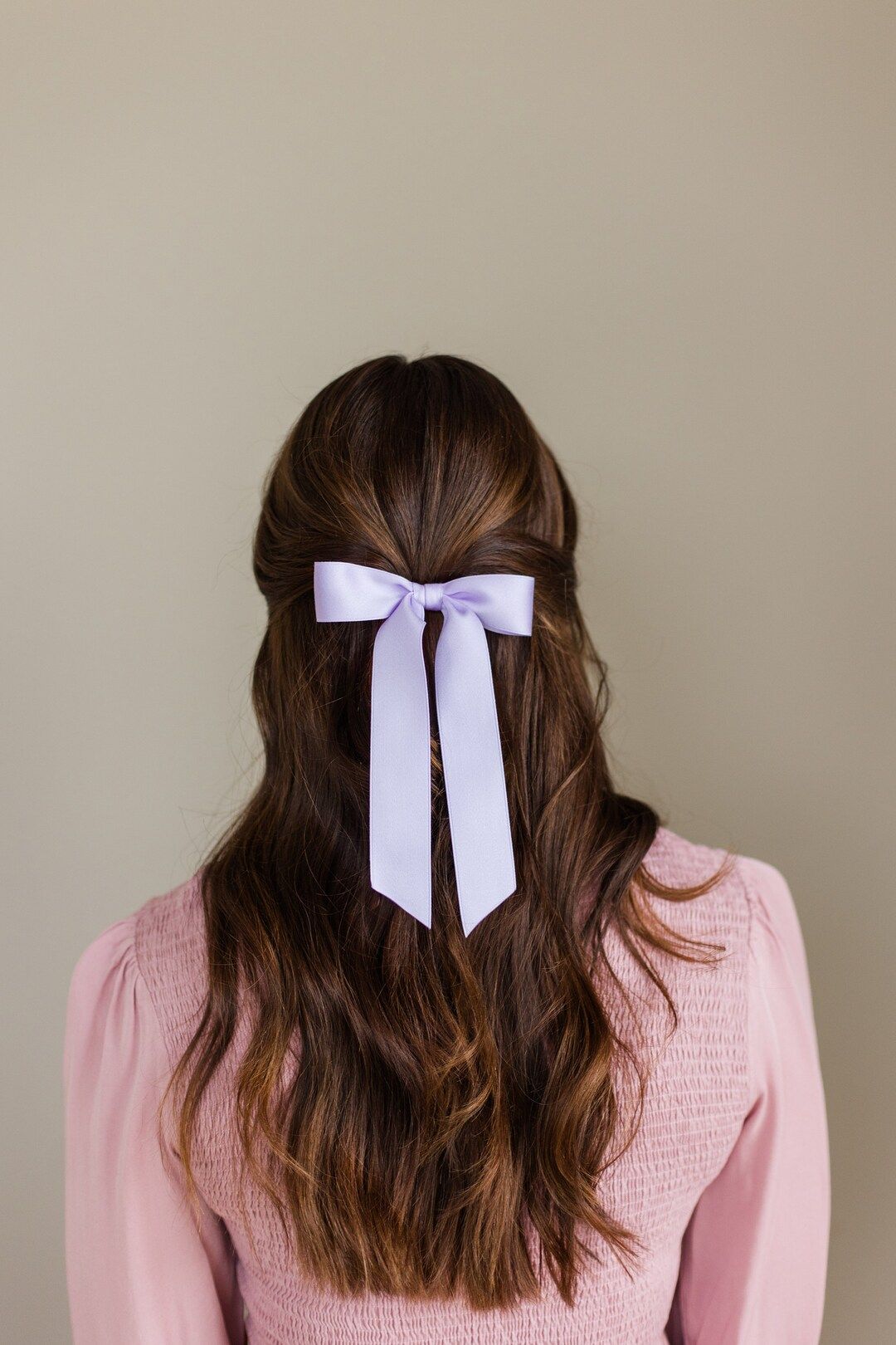 Lavender Satin Ribbon Hair Bow Barrette, Bow Clip Grace & Grandeur Florence Satin Bow - Etsy | Etsy (US)