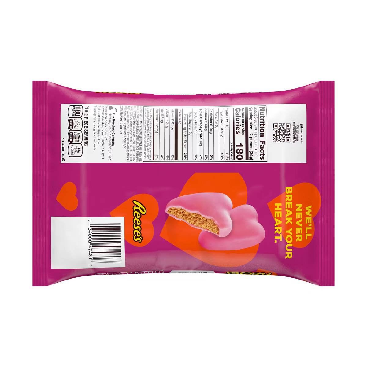 Reese's Valentine's Day Peanut Butter Pink Hearts Candy Snack Size - 9.6oz | Target