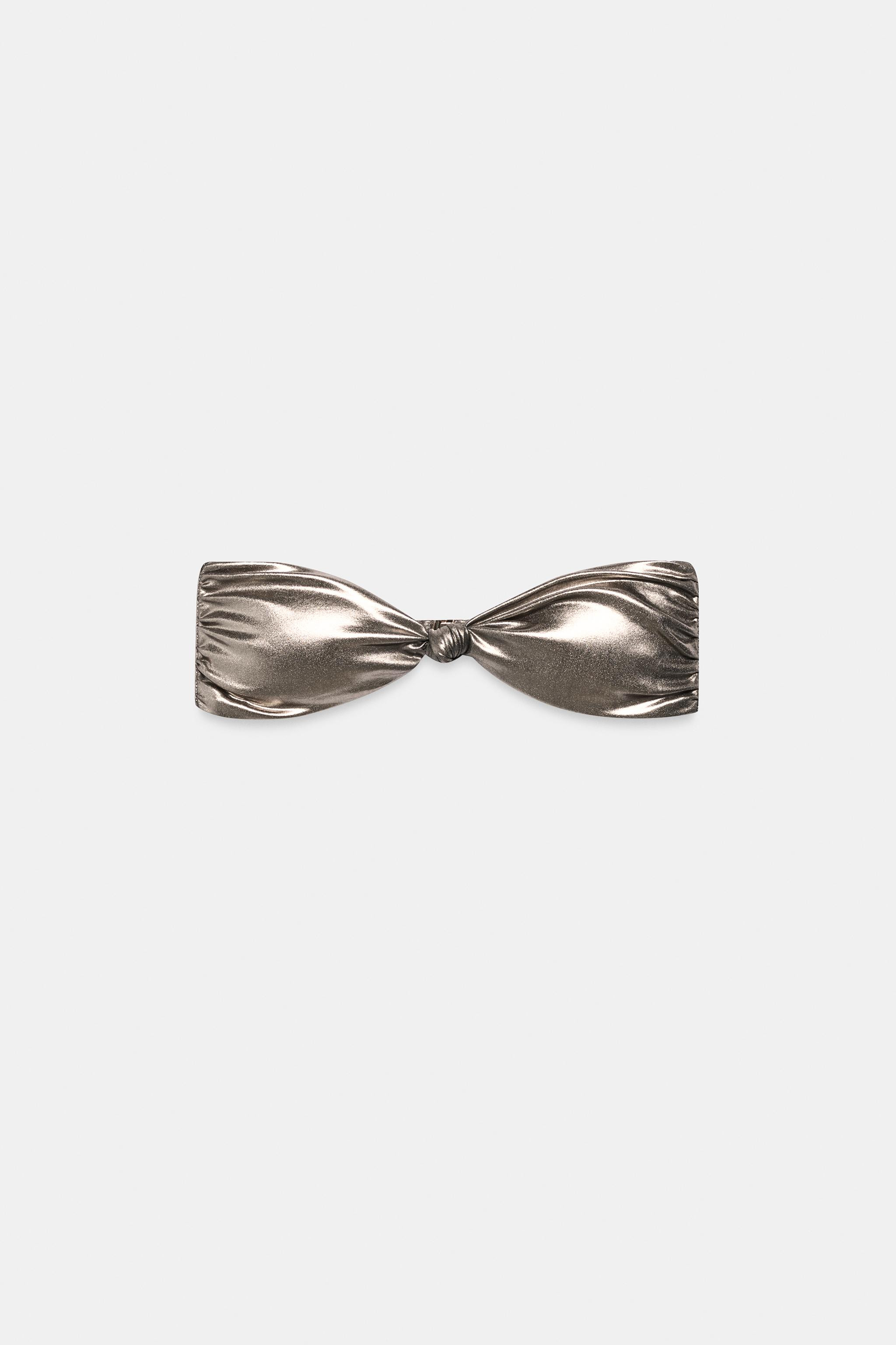 METALLIC BANDEAU BIKINI TOP | Zara US