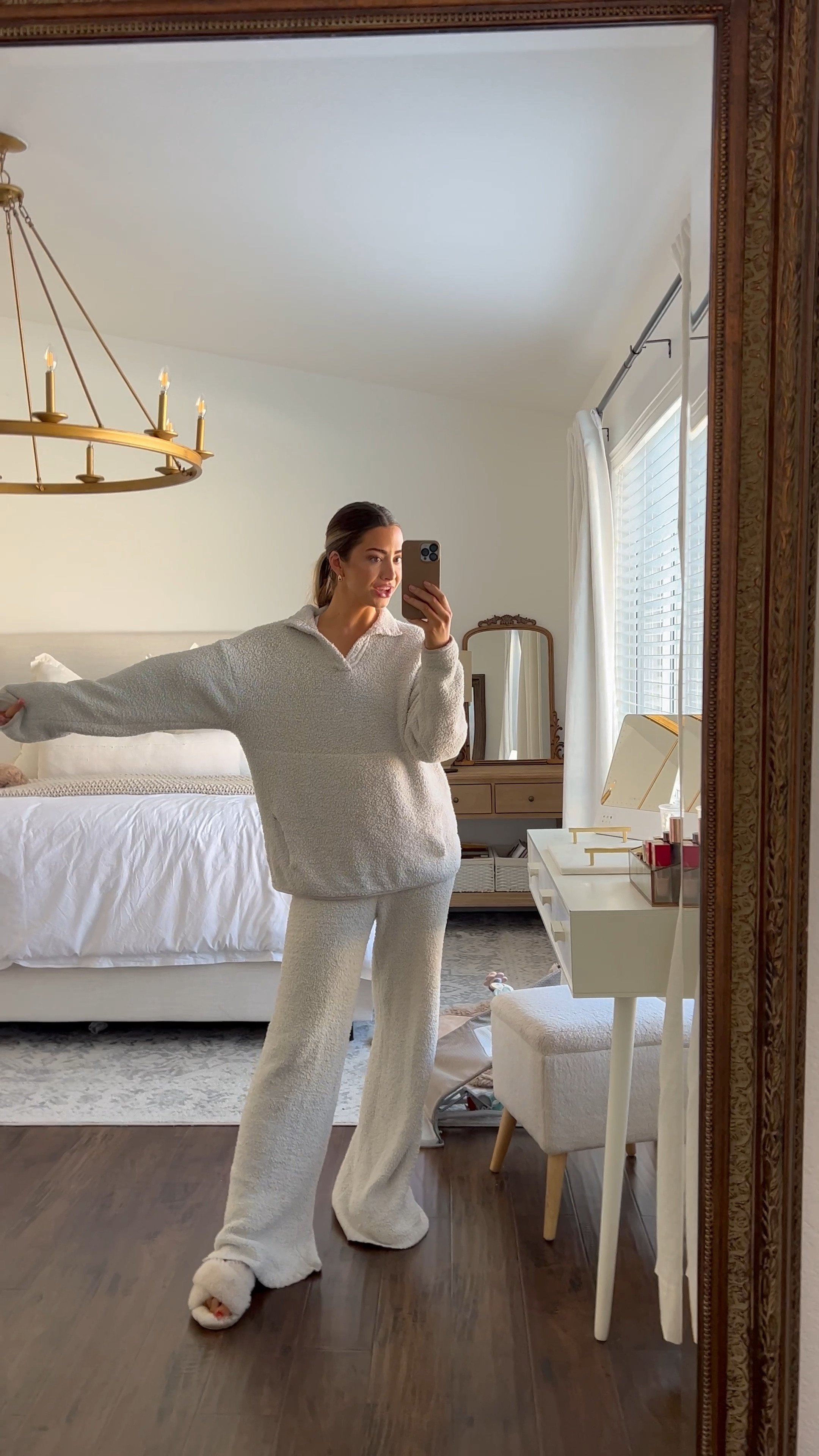 This full look is on sale! Cozy sets for the win 🤍 I’m wearing a medium in all but they are very oversized (I used while preggo haha) 