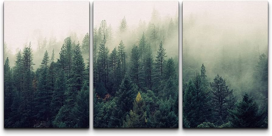 wall26 Canvas Print Wall Art Set Aerial View of Pine Trees in Mist Nature Wilderness Photography ... | Amazon (US)