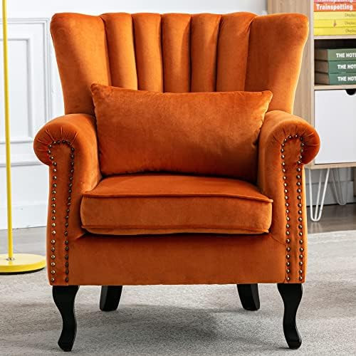 ZETZU Mid Century Modern Accent Chair Upholstered Armchair Comfy Velvet Fabric Single Sofa with L... | Amazon (US)