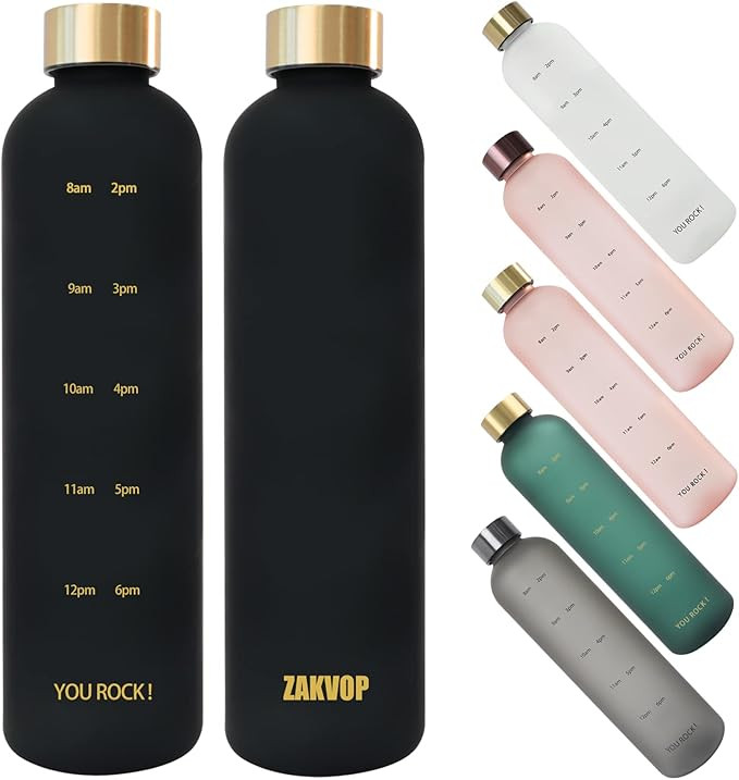 ZAKVOP 32oz Water Bottle with Times to Drink, Lightweight Motivational Water Bottle with Time Mar... | Amazon (US)