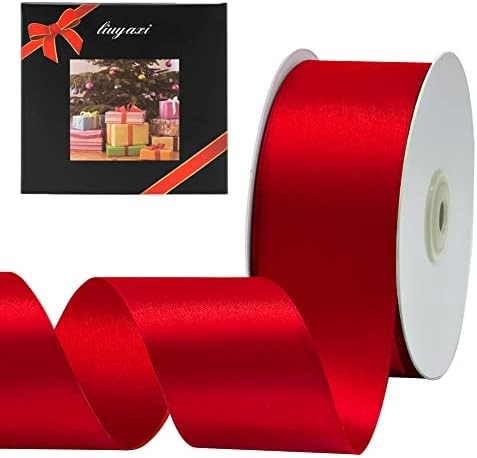 LIUYAXI Red Double Faced Satin Ribbon, 2" X 50 Yards, Craft Fabric Ribbon for Gift Wrapping Flora... | Amazon (US)