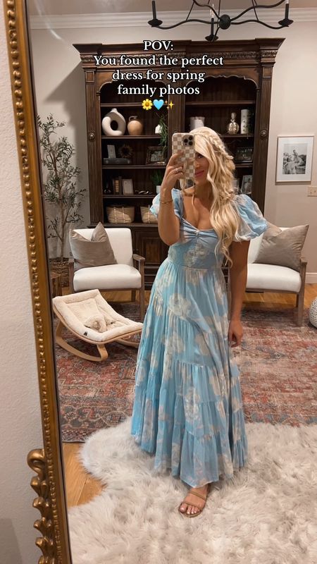 Found my dress on sale now! I also linked an Amazon inspired one for my Free People dress it doesn’t come in this color though🩵 I am wearing XS #freepeople #maxidress #familyphotos #boho 

#LTKsalealert #LTKstyletip #LTKVideo