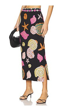 Oceanus New York Hand Embellished Midi Skirt in Black from Revolve.com | Revolve Clothing (Global)