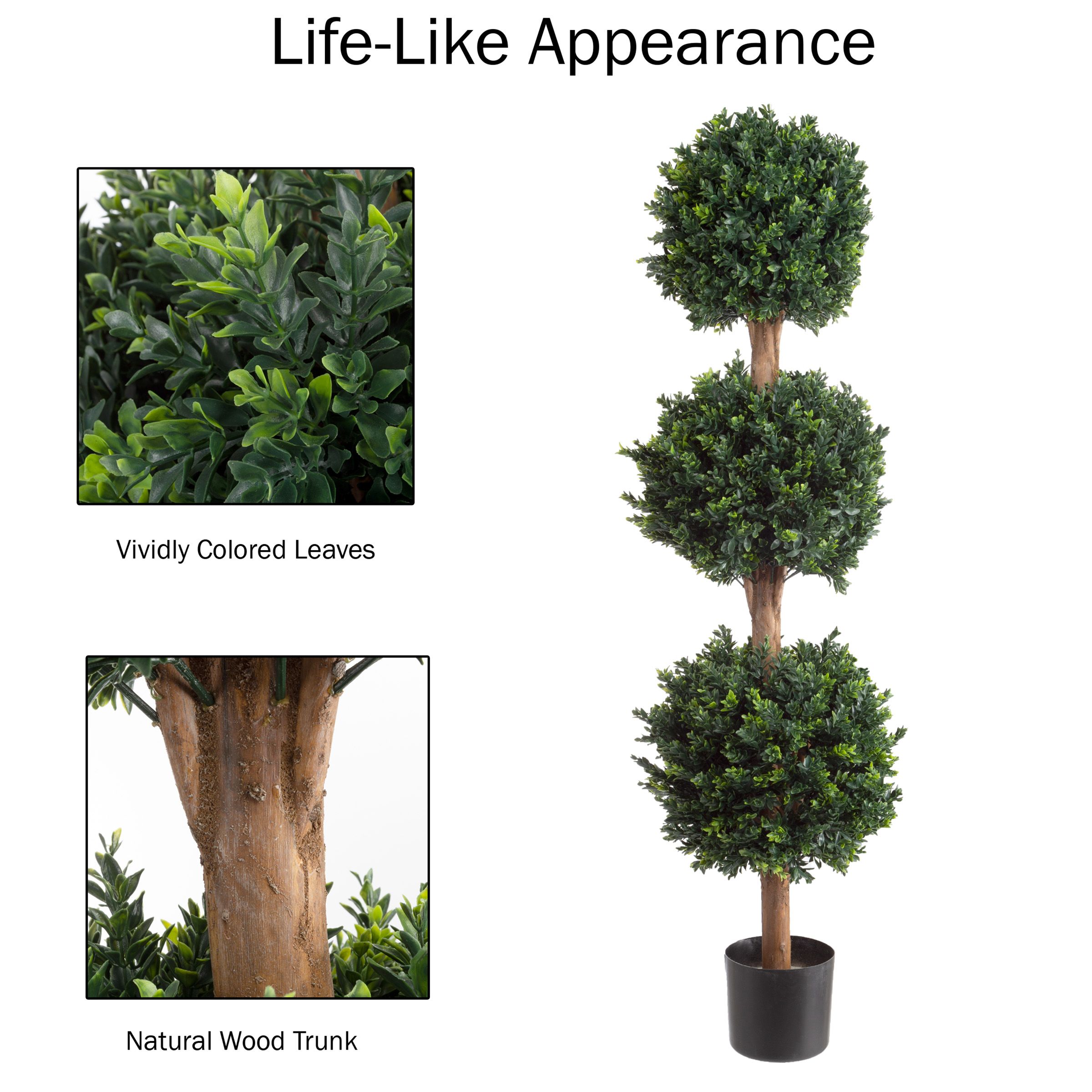 Pure Garden 5-Foot Hedyotis Triple-Ball Artificial Topiary Tree in Pot | Walmart (US)