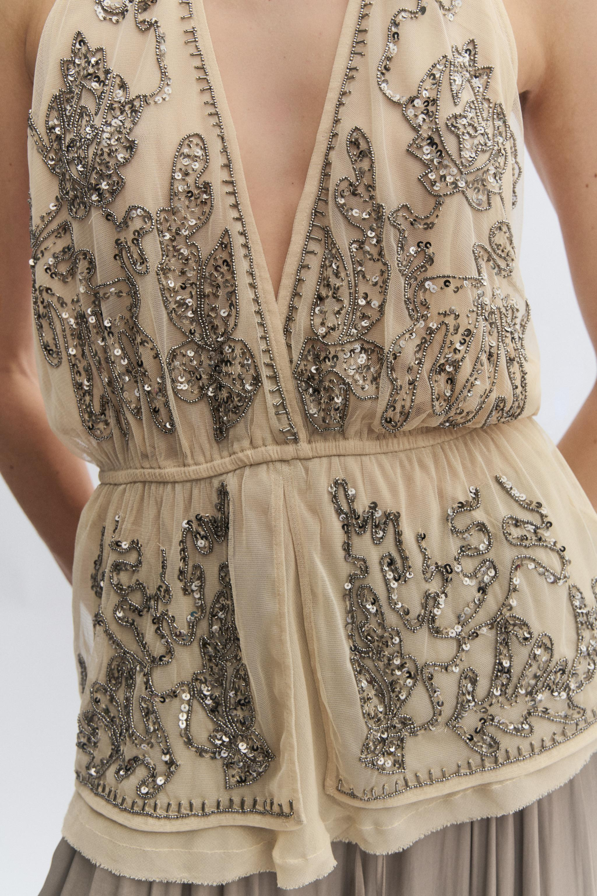 ZW COLLECTION LIMITED EDITION EMBROIDERED HALTER TOP | Zara UK