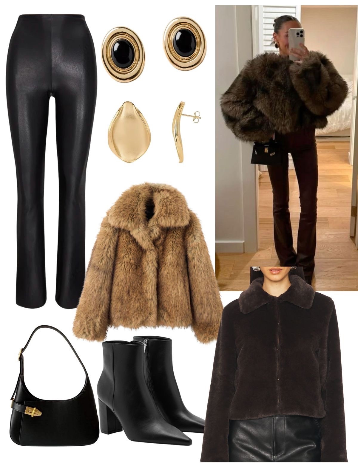 Get The Look: Faux Fur Jacket - Cozy faux fur jacket styled with leather leggings for an effortless, off-duty winter look 🖤

#LTKSeasonal