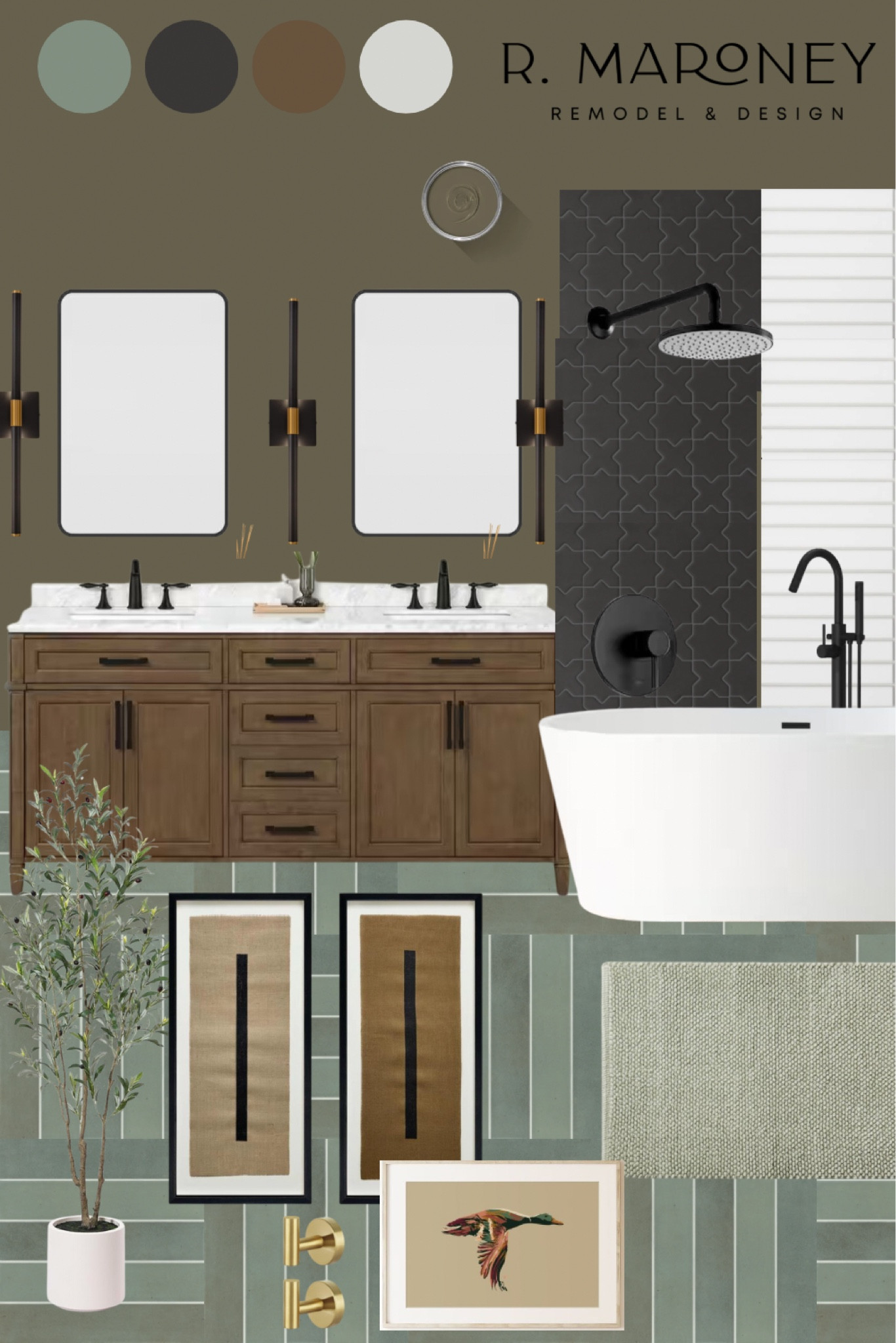 This moody, masculine bathroom uses deep colors and more square lines to create an elevated bathroom vibe for someone with sleek taste.

#LTKHome