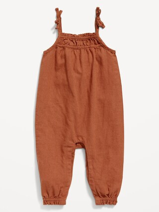 Sleeveless Tie-Knot Linen-Blend Jumpsuit for Baby | Old Navy (US)