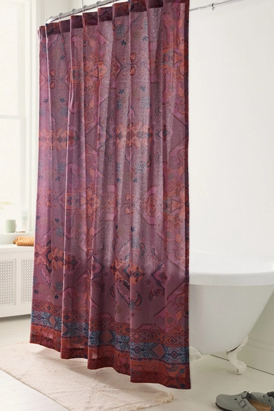Acacia Floral Medallion Patterned Shower Curtain in Mauve at Urban Outfitters | Urban Outfitters (US and RoW)
