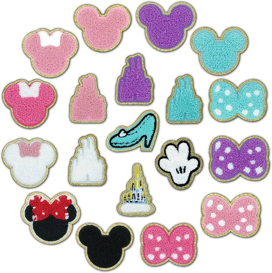 19 Pieces Mouse Head Chenille Patches, Self Adhesive Chenille Patches Colorful Cute Embroidered G... | Amazon (US)