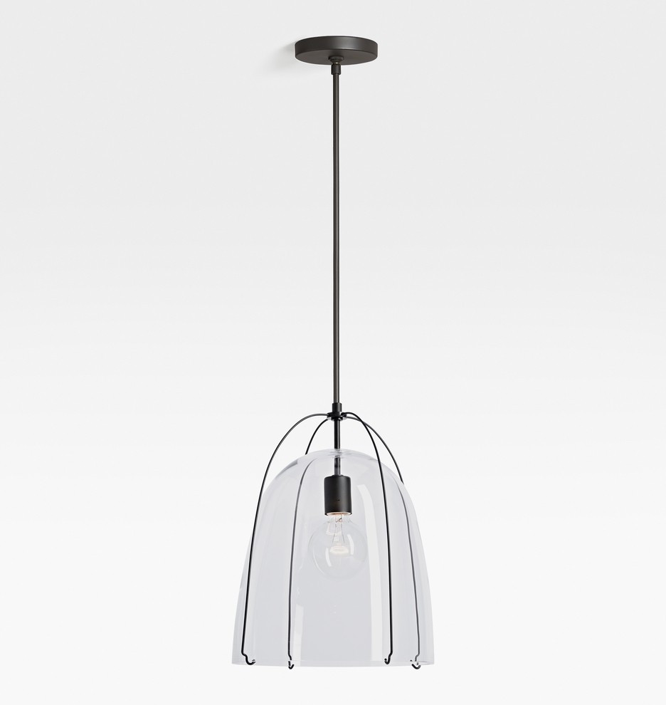 Haleigh 12" Glass Dome Rod Pendant | Rejuvenation
