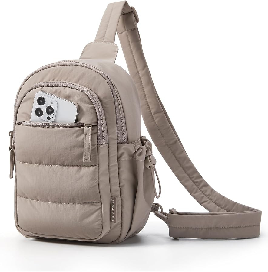 BAGSMART Small Sling Bag for Women, Puffer Crossbody Bag Purses Hobo Handbag Fanny Packs for Trav... | Amazon (US)