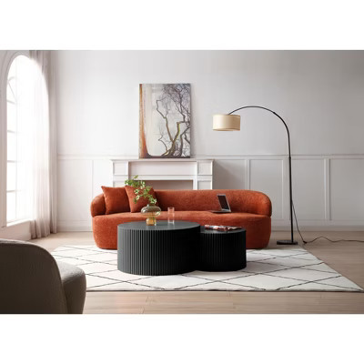 Nesting Coffee Table Round Cocktail Table Center Table Sofa Side Table End Table Accent Table, No Need Assembly, Black - ModernLuxe | Target