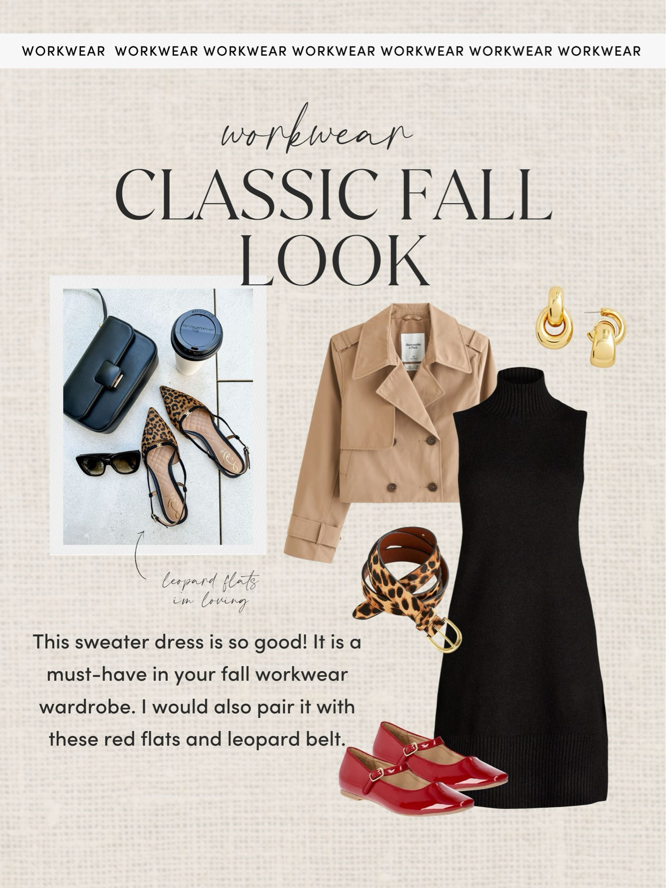 Fall workwear outfit. This sweater dress and cropped trench coat are perfect for fall. Loverly Grey, workwear 

#LTKWorkwear #LTKStyleTip #LTKSeasonal