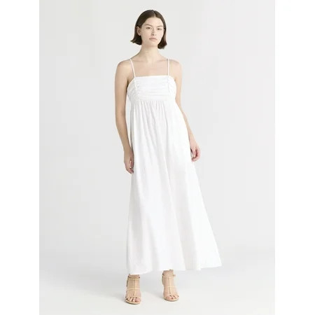 Free Assembly Women's Pleated Linen Blend Maxi Dress, Sizes XS-XXXL | Walmart (US)