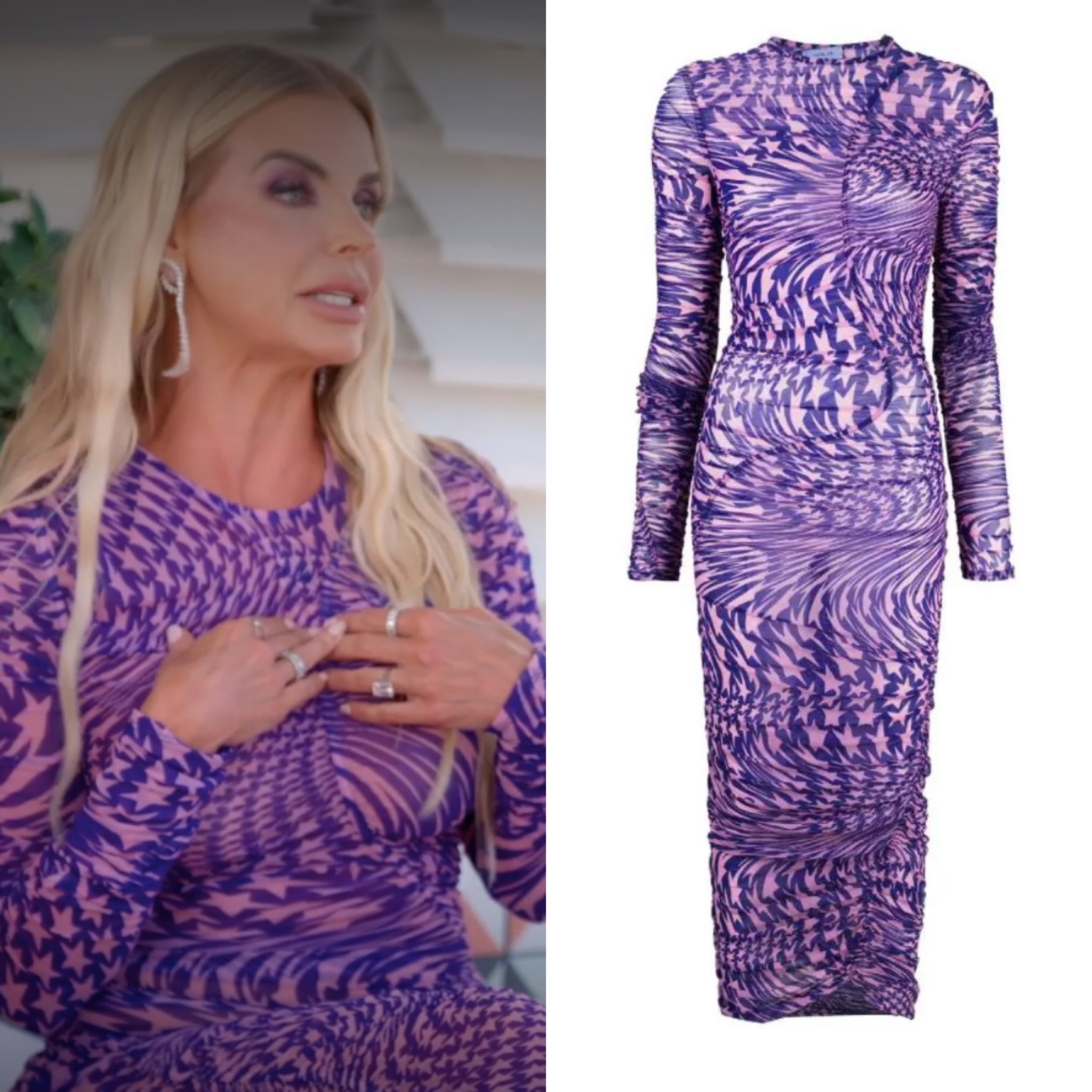 knee length dresses for ladies Mugler Maxi Star Printed Mesh Dress - BOPF