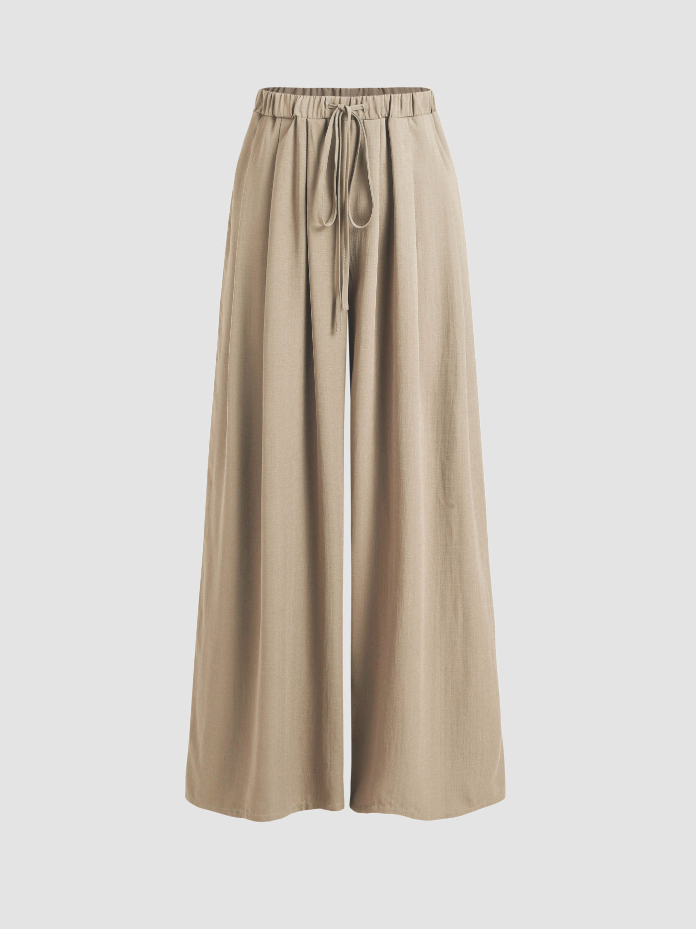 Woven Elastic Waist Wide Leg Trousers For Daily Casual | Cider