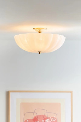 Rosehill Scalloped Glass & Brass Semi-Flush Mount | Anthropologie (US)