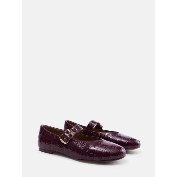 Free Assembly Women's Croco Mary Jane Flats | Walmart (US)