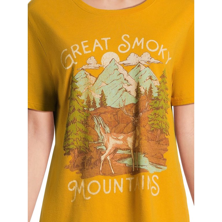 Time and Tru Women's Smokey Mountain Nashville 2pc Set with Short Sleeves, Sizes S-3XL - Walmart.... | Walmart (US)