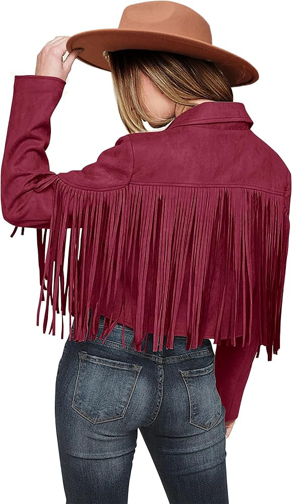 PRETTYGARDEN Women's Fringe Faux Suede Leather Jackets Fall Fashion 2026 Tassel Motorcycle Croppe... | Amazon (US)