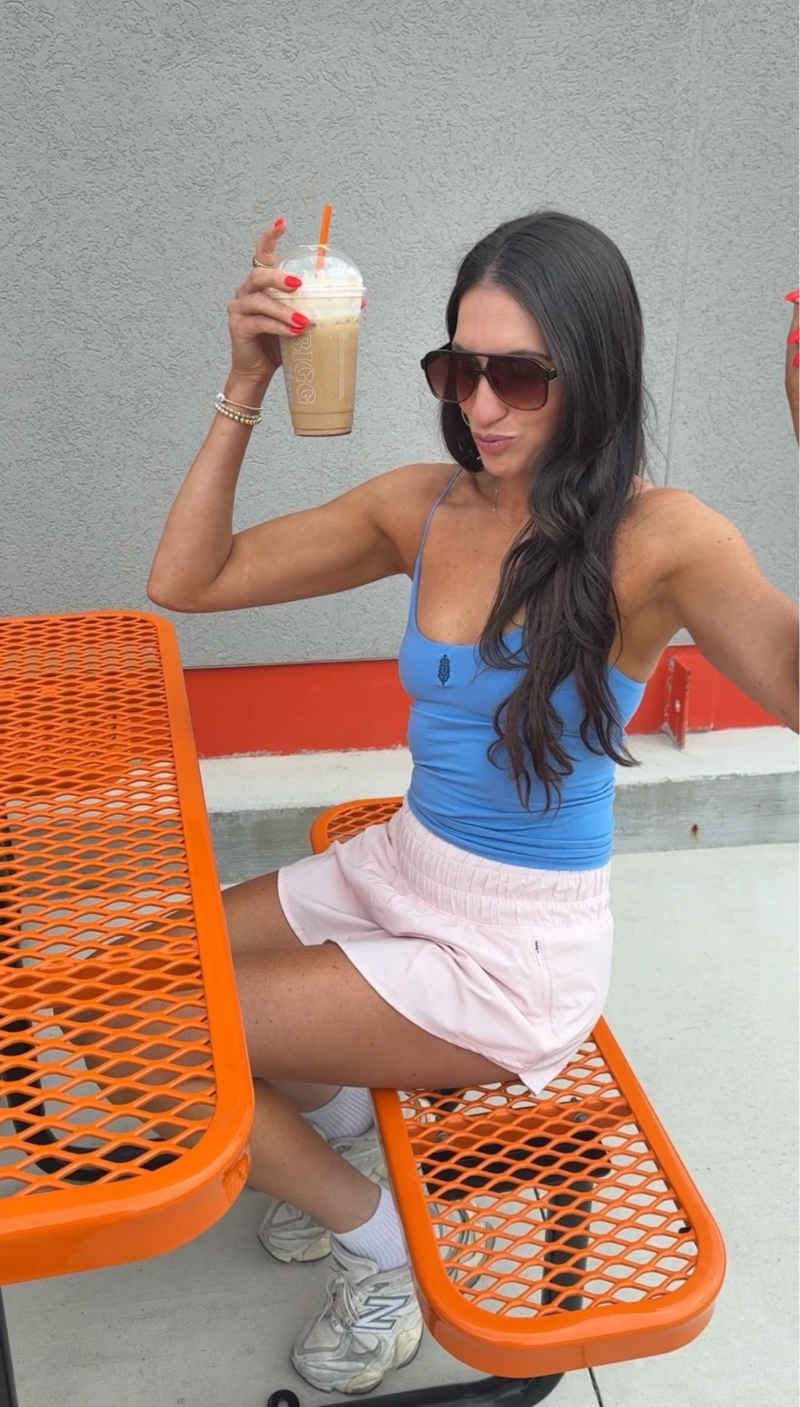Coffee outfit 
Love this tank! Has built in bra - I’m wearing xs / small but I would size up! 
Skort is so cute & Amazon find! Wearing size small
Amazon sunglasses 
New balance 9060s

#LTKootd #LTKmomlife #LTKdayinmylife