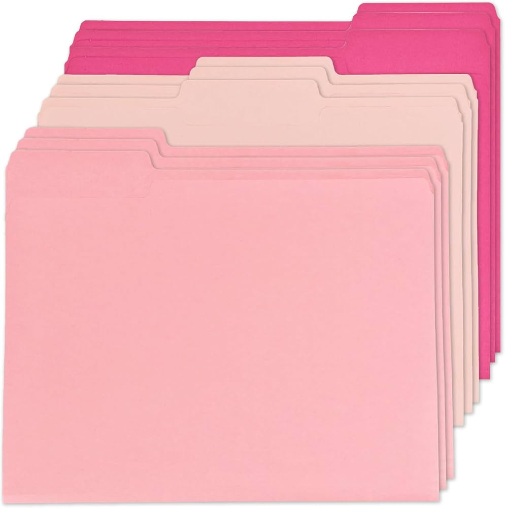 12Pcs Pink File Folders Letter Size Colored Manilla File Folders with 1/3-cut Tabs Decorative Fil... | Amazon (US)
