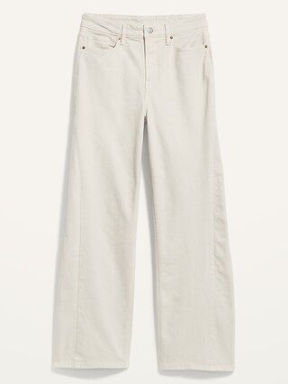 Extra High-Waisted Sky-Hi Straight Ecru Wide-Leg Jeans for Women | Old Navy (US)