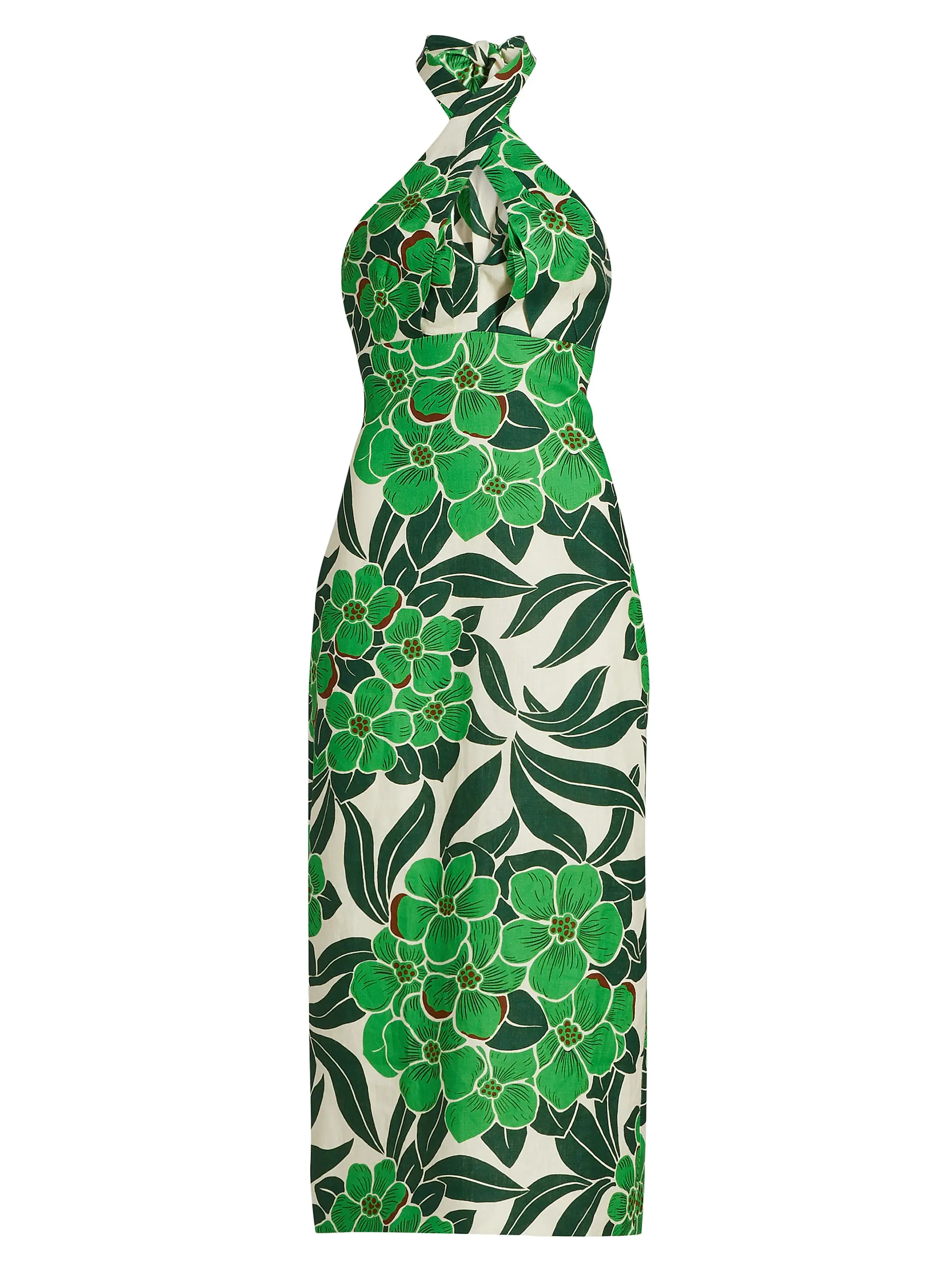 Perla Tropical Halter Midi-Dress | Saks Fifth Avenue