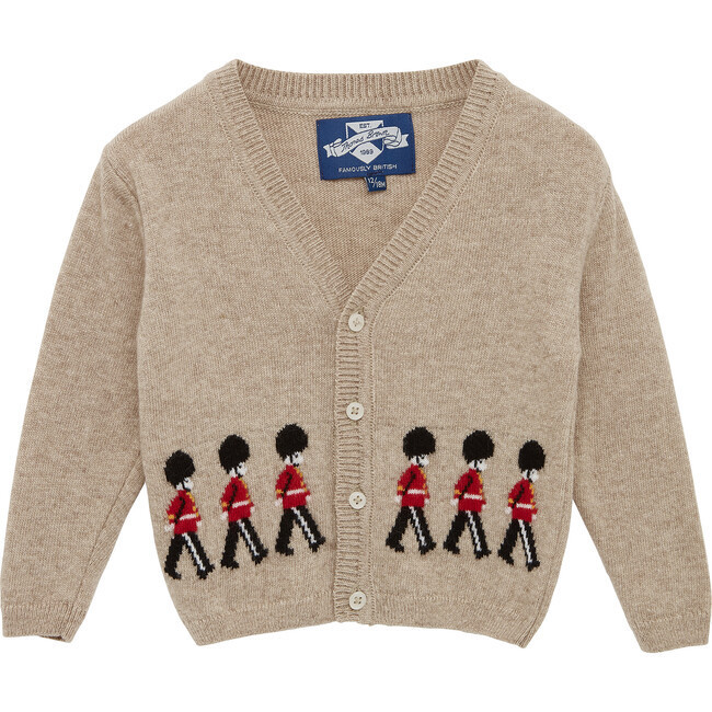 Trotters London | Little Marching Guardsman Cardigan Sweater, Oatmeal (Natural, Size 12-18M) | Cashmere | Maisonette | Maisonette