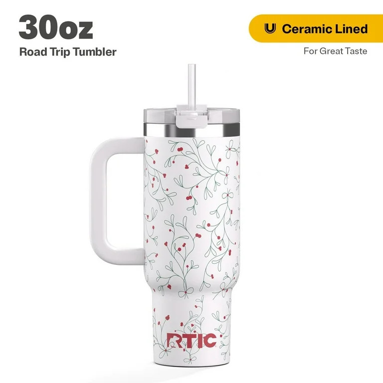 RTIC 30 oz Ceramic Lined Road Trip Tumbler, Leak-Resistant Straw Lid, Christmas, Holiday, Mistlet... | Walmart (US)