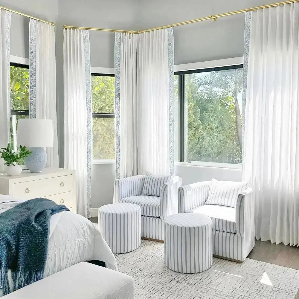 Patti Linen Curtains with Border Trim (Sold per Pair) | TWOPAGES