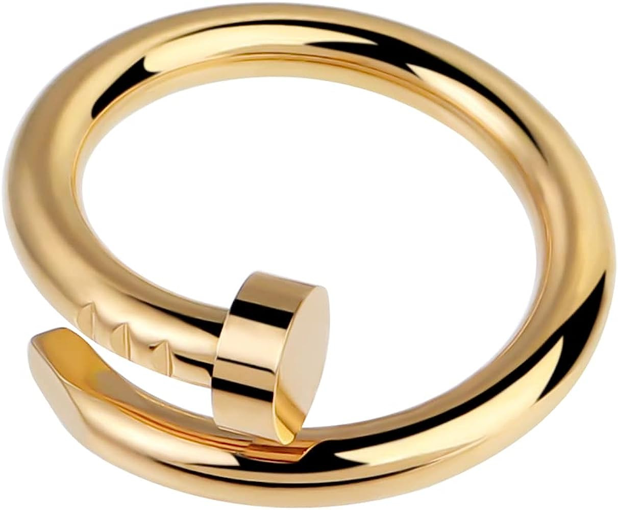 LINGSAI Nail Ring 18K Yellow Gold/White Gold Clou Ring Love Ring For Women Birthday Christmas Gif... | Amazon (US)