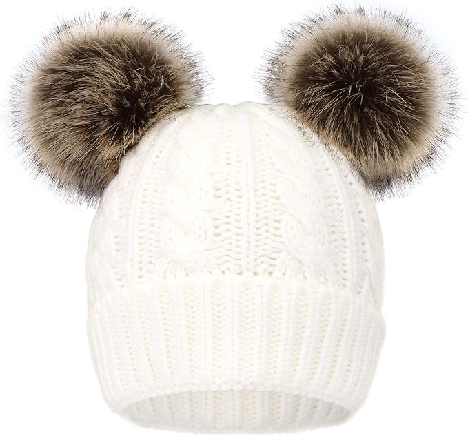 Arctic Paw Women Winter Cable Knit Fleece Lined Warm Pom Pom Beanie Hat | Amazon (US)