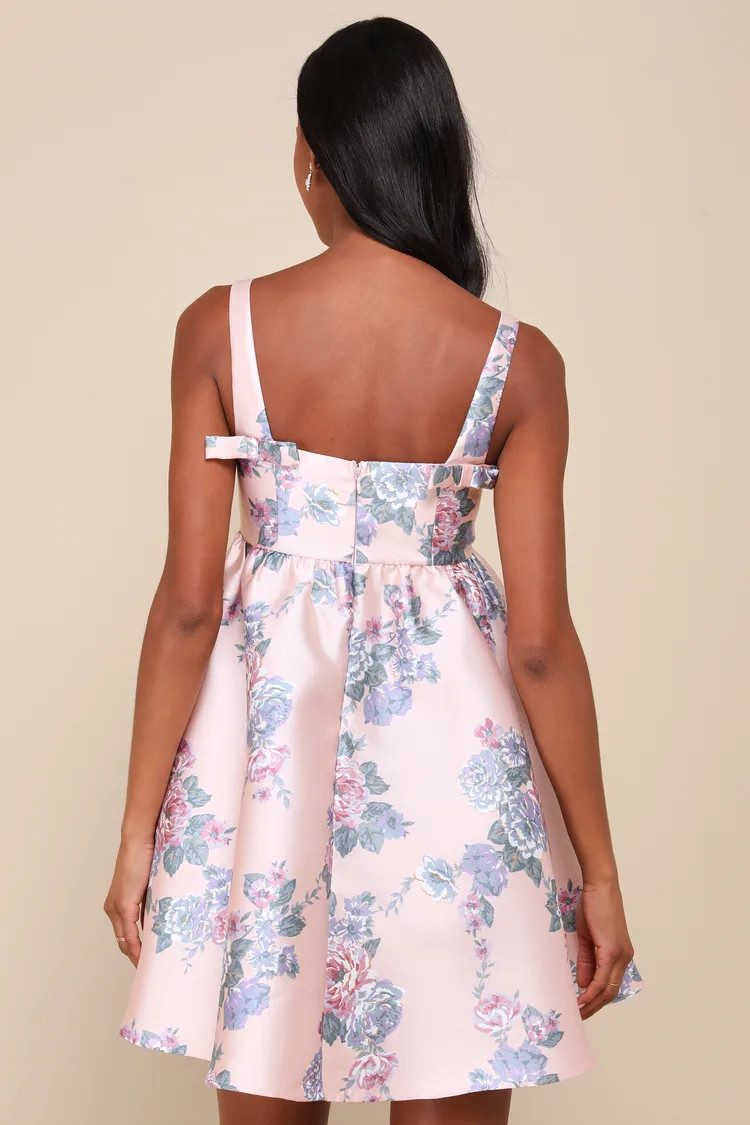 Unbelievably Lovely Pink Floral Babydoll Empire Waist Mini Dress | Lulus
