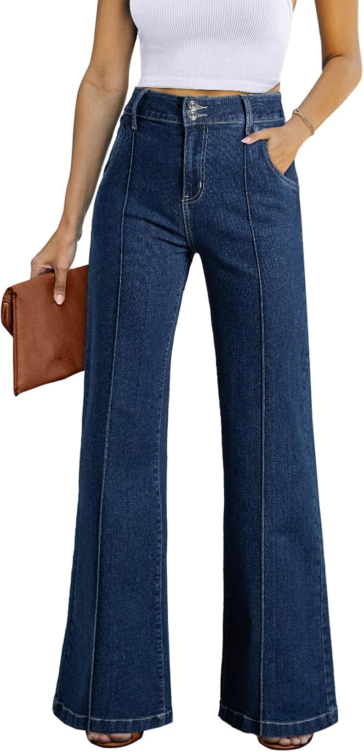 Sidefeel Womens Wide Leg Jeans High Waisted Stretch Denim Pants | Amazon (US)