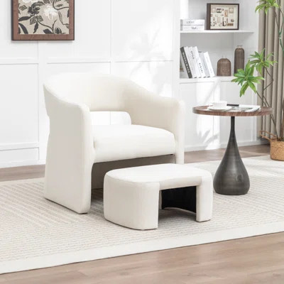 Kyah Upholstered Barrel Chair With Ottoman | Wayfair North America
