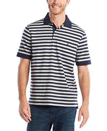 Nautica Men's Tall Classic Fit Short Sleeve 100% Cotton Stripe Soft Polo Shirt, Navy, 2X Big | Amazon (US)